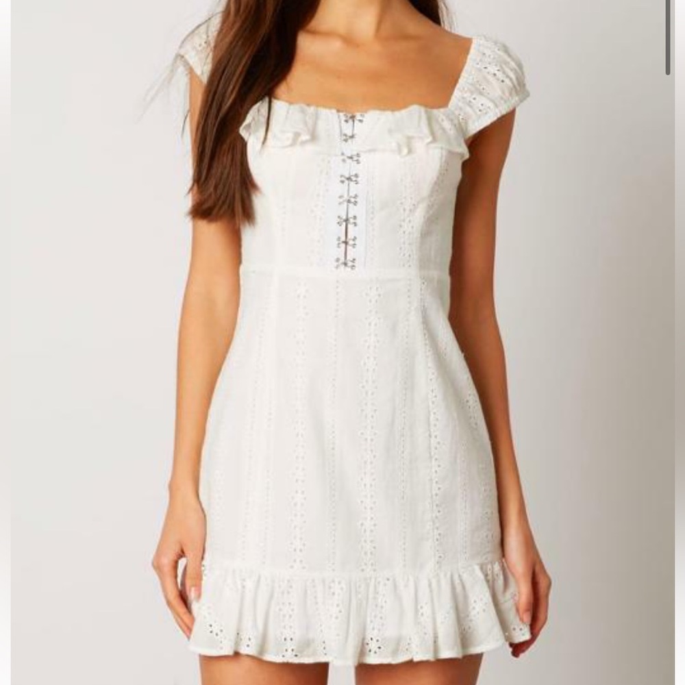Eyelet lace white dress
